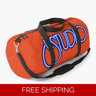 Le Studio Duffle Bag Bright Orange White & Blue Logo
